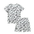 thumbnail image 1 of Caqnni Toddler Boys Girls 2pcs Outfits Set Short Sleeve Dinosaur Print Tops+ Shorts Toddler Summer Clothe Cute For 2t 3t 4t 5t 6t Pajamas & Dailywear Children's Gift 2PCS Set (Black,6-7 Years), 1 of 5