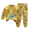 thumbnail image 1 of Caqnni Toddler Baby Kids Girls Dinosaur Print Tops Pants Pajamas Sleepwear Set Children's Day Gift Cartoon Print 2PCS Set Warm Winter for Girls 6 9 12 18 24 Months，Yellow，5-6 Years, 1 of 4