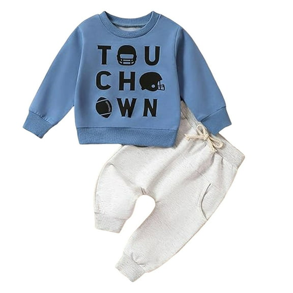 Caqnni Toddler Boy Clothes Baby Boy Outfit Kids Cotton Pullover Sweatshirt Pants Fall Winter Clothes for Boys for 0 6 12 18 24 M 1t 2t 3t 4t 5t 6t(18-24 Months,Blue)