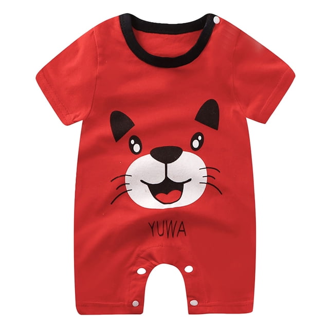 Caqnni Toddler Boy Clothes Baby Summer Outfit Short Sleeve T-Shirt Tops Cartoon Print Casual Elastic Shorts 1Pcs Set Gift Summer Pjs Pajamas & Dailywear Set 0-3 Months,Red