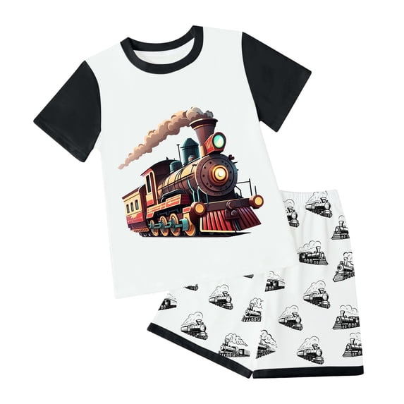 Caqnni Toddler Boy Clothes Kids Summer Cotton Outfits Shirt Short Sets Size 2-7 3 6 12 18 Months 2T boy shorts Short Sets Summer Pjs Summer Outfits (11-12 Years)