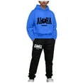 thumbnail image 1 of Caqnni Toddler Boy Clothes Long Sleeve Color Block Crewneck Sweatshirt Pants Set Fall Winter Outfits Fall Winter Set Children's Thermal Underwear Se(Dark Blue,2-3 Years), 1 of 8