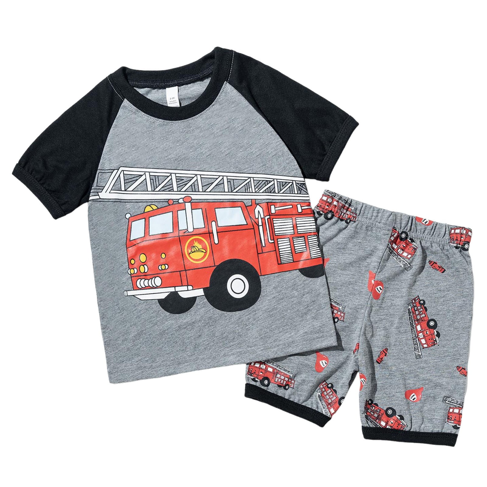 Caqnni Toddler Boy Summer Short Sets Outfits Cotton CrewNeck Navy Blue ...