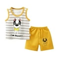 thumbnail image 1 of Caqnni Toddler Boy's Girls Short Sleeve T-Shirt and Elastic Waistband Elastic Shorts Outfit Set 2Pcs Cotton Outfits Summer Pjs Pajamas & Dailywear Set 5-6 Years,Light Yellow, 1 of 3