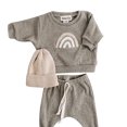 thumbnail image 1 of Caqnni Toddler Boys Christmas Outfits Contrast Color Long Sleeve Pullover Sweatshirts Baby Boy Pants Set Pajama Sets Gift Sets(3-6 Months,Grey), 1 of 3