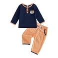 thumbnail image 1 of Caqnni Toddler Boys Fall Outfits Long Sleeve Sweatshirts and Long Pants 2Pcs Clothes Set for 0 6 12 18 24 M 1t 2t 3t 4t 5t 6t Gift Sets(6-12 Months,Blue), 1 of 6