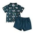 thumbnail image 1 of Caqnni Toddler Boys Girls 2pcs Outfits Set Sleeveless Print Tops+Shorts Summer Pj's For 2t 3t 4t 5t 6t Pajamas & Dailywear Children's Gift (Blue,18-24 Months), 1 of 1