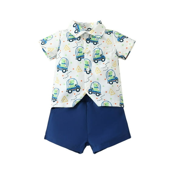 Caqnni Toddler Boys Girls 2pcs Outfits Set Sleeveless Print Tops+Shorts Summer Pj's For 2t 3t 4t 5t 6t Pajamas & Dailywear Children's Gift (Blue,6-9 Months)