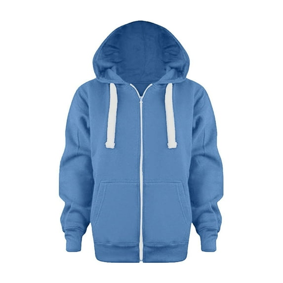 Caqnni Toddler Boys Girls Cute Coat Kids Solid Color Long Sleeve Zip Up Hoodie Sweatshirt Top Boys Girls Clothes Boys' Sweatshirt Zip Up Jacket Hoodie (5-6 Years,A02-Blue)