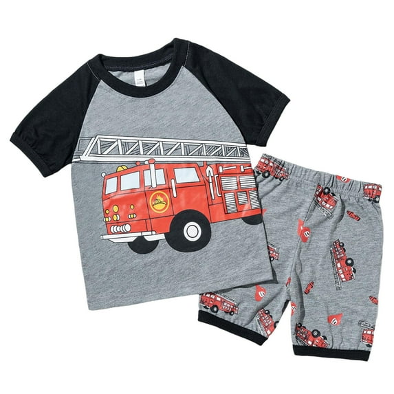 Caqnni Toddler Boys Girls Short Sets Cotton Summer Outfits Short Sleeve T-Shirt Tops and Elastic Shorts Sets 2Pcs 3 6 12 18 Months 2T Summer Pjs Kids Gift 2PCS Pajamas Outfits (5-6 Years)