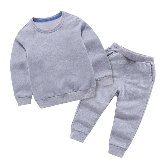 Caqnni Toddler Boys Little Girls Fall Winter Clothes Outfits Long Sleeve Knitted Cotton Tops Pants Clothes Set (1-2 Years,A09Grey)