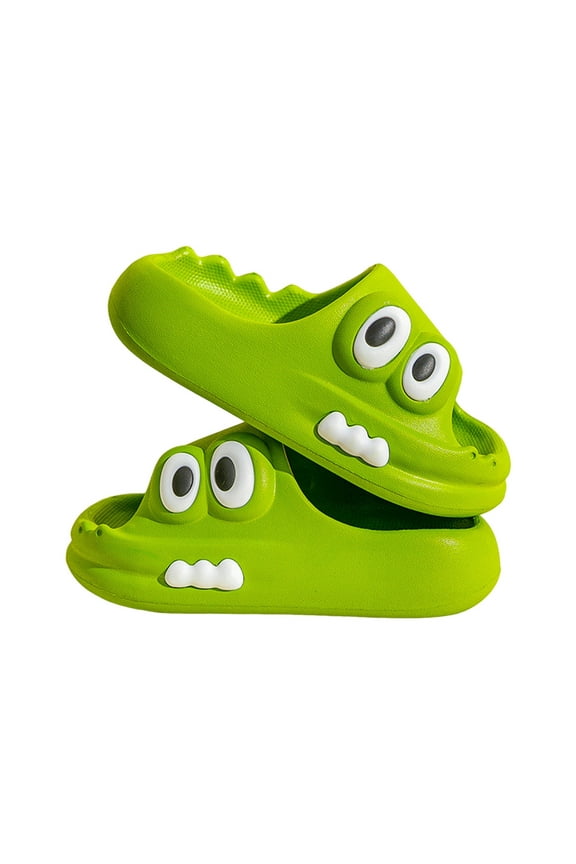 Toddler Slippers For Kids Cute Shark Slide Sandals Boys Girls Comfortable Home Slippers Indoor Outdoor Shower Pool Beach Sandals (2.5-3.5 Years,A017-Green)