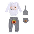 thumbnail image 1 of Caqnni Toddler Girl Boy Halloween Pumpkin Outfit Long Sleeve Sweatshirt Top Charm Pants Set Halloween Pajamas & Dailywear Set (0-3 Months,White), 1 of 7