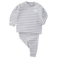 thumbnail image 1 of Caqnni Toddler Girl Clothes 1T 2T 3T 4T 5T Fall Winter Outfits Stripe Long Sleeve Sweatshirt + Pants Loungewear Sets (8-9 Years,Grey), 1 of 4