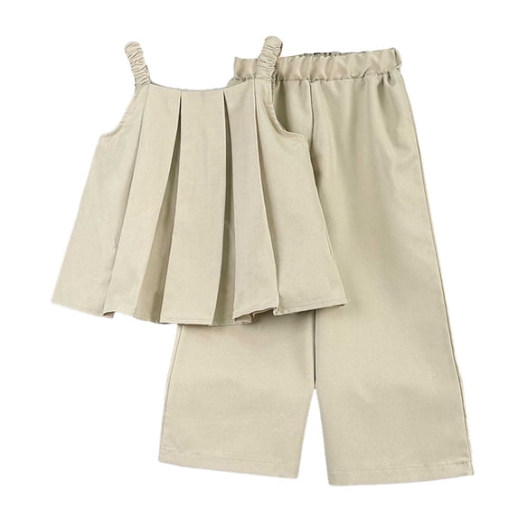 Caqnni Toddler Girl Clothes, 2Pcs Baby Girl Summer Outfits Ruffle Sleeveless Shirts Floral Tops + Shorts Clothing Set 1-5T 2Pcs Summer Playwear Beach Outfits 6-7 Years,Brown