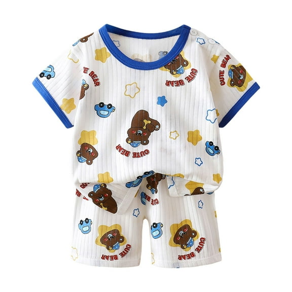 Caqnni Toddler Girl Clothes, 2Pcs Baby Girl Summer Outfits Sleeveless Bow Knot Tank Shirts Tops Shorts Clothing Sets 1-5T Pajamas Set Blue 4-5 Years