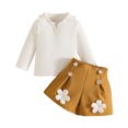 thumbnail image 1 of Caqnni Toddler Girl Clothes Color Block Plaid Shirts Top+Pants 2pcs Fall Winter Outfit Set Girl's Gift，Brown，6-9 Months, 1 of 7