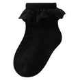 thumbnail image 1 of Caqnni Toddler Girl Socks with Big Ruffle Lace Frilly Turn Dress Socks (Black,XXL), 1 of 4