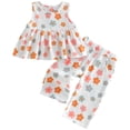 thumbnail image 1 of Caqnni Toddler Girls 2Pcs Cute Flower Summer Outfits Set – Short Sleeve T-Shirt + Pants Gift Set Summer 2Pcs Gift Outfits Set 2Pcs Summer Playwear Beach Outfits 18-24 Months,White, 1 of 6