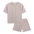 thumbnail image 1 of Caqnni Toddler Girls 2Pcs Cute Flower Summer Outfits Set – Short Sleeve T-Shirt + Shorts Gift Set Summer 2Pcs Gift Outfits Set Dailywear Set Gray 10-11 Years, 1 of 8