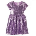 thumbnail image 1 of Caqnni Toddler Girls Back to School Casual Flutter Sleeve Ruffle Bottom Summer Dress Summer Beach Dress (3-4 Years,Purple), 1 of 2