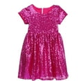 thumbnail image 1 of Caqnni Toddler Girls Back to School Casual Flutter Sleeve Ruffle Bottom Summer Dress Summer Beach Dress (8-9 Years,Hot Pink), 1 of 4