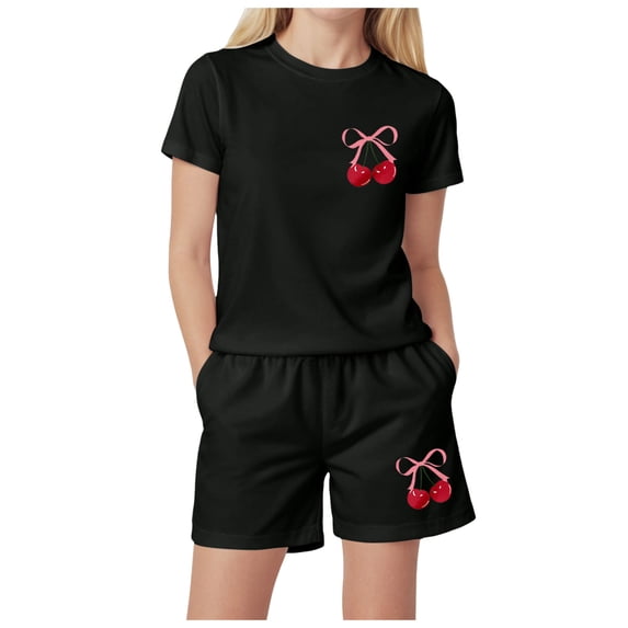 Caqnni Toddler Girls Clothes Summer Short Set Outfit Tie Knot Shoulder Sleeveless Ruffle Tops and Shorts 2PC Clothing Set Shorts Set Black 6-7 Years