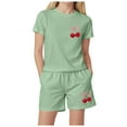 thumbnail image 1 of Caqnni Toddler Girls Clothes Summer Short Set Outfit Tie Knot Shoulder Sleeveless Ruffle Tops and Shorts 2PC Clothing Set Shorts Set Green 4-5 Years, 1 of 4