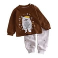 thumbnail image 1 of Caqnni Toddler Girls Fall Sweatshirt Pullover Tops + Pants Outfits Set Tracksuit Clothing for Girls 6 9 12 18 24 Months Pajamas & Dailywear Set，3-4 Years，Brown, 1 of 5