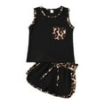 thumbnail image 1 of Caqnni Toddler Girls Summer Outfits Set, Cute Flower Short Sleeve T-Shirt + Shorts (2Pcs Gift Set, 1-8Y) Summer 2Pcs Gift Outfits Set Short T-shirt Sets Black 5-6 Years, 1 of 9