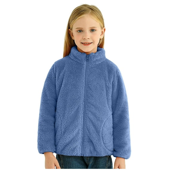 Caqnni Toddler Girls Thin Polar Fleece Jacket Cartoon Spring Baby Girls Boys Coats for Kids Fall Winter Jackets (Z02-Blue,10-11 Years)