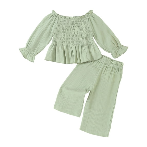 Caqnni Toddler Kids Baby Girl Fall Outfits 1T 2T 3T 4T 5T Color Block Long Sleeve Tops Drawstring Pants Winter Clothes Sets Girl's Gift,Green,2-3 Years