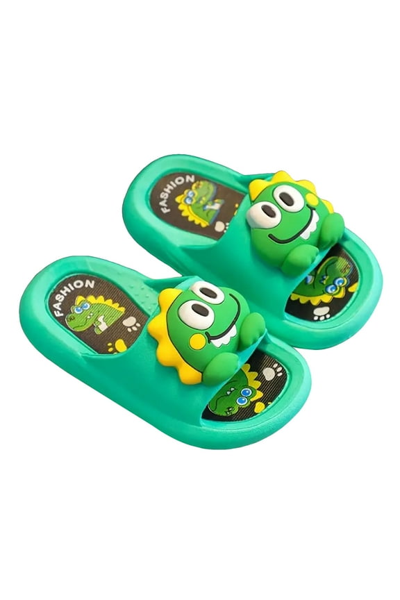 Toddler Kids Cloud Slides Boys Girls Flip Flops Slip On Beach Sandals Youth Pool Shower Shoes EVA Summer Slippers Indoor & Outdoor Cute Cartoon (28,A04-Green)