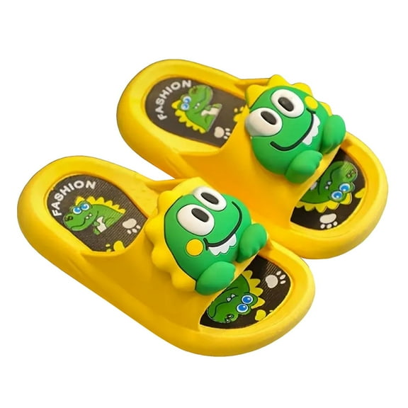 Caqnni Toddler Girls Slippers Toddler Non Slip Girl's Flip Flops Casual Summer Sandals Comfort Slipper Shoes Indoor & Outdoor Beach House slippers (28,A019-Yellow)