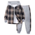 thumbnail image 1 of Caqnni Toddler Kids Toddler BoysFall Plaid Hoodie Outfits 1T 2T 3T 4T 5T Long Sleeve Tops Drawstring Pants Winter Clothes Plaid Hoodie Sets (2-3 Years,A16-Khaki), 1 of 8