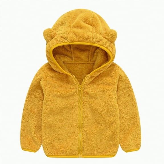 Caqnni Toddler Little Girls Boys Zip-up Jacket Toddler Hoodie Sweatshirt Light Winter Coat Fall Outwear Fall Winter Coat Long Sleeve Coat for 12-18 Months