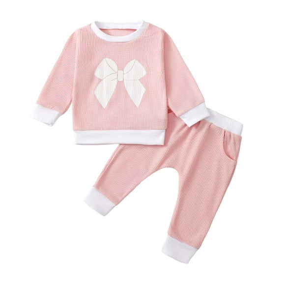 Caqnni Toddler Long Sleeve Sweater Blouse Pullover Sweatshirt Elastic Pants Warm Clothes Set Baby Girl Clothes 2PCS Outfits for Girls 6 9 12 18 24 Months，2-3 Years，Red