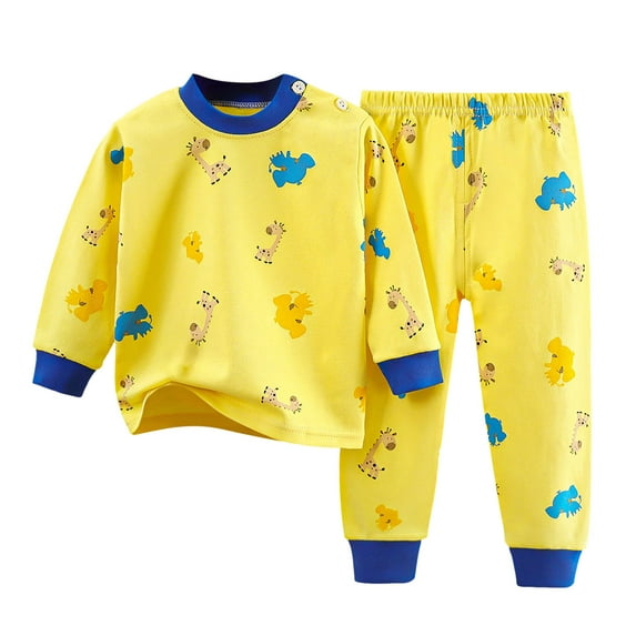 Caqnni Toddler Baby Outfit Long Sleeve Sweatshirt Pullover Pants Clothes Set Boys Fall Winter 2PCS for 0 6 12 18 24 M 1t 2t 3t Pajamas & Dailywear Set(Yellow,4-5 Years)