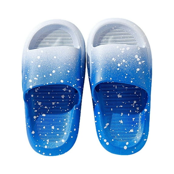 Caqnni Toddler Slides For Kids Toddler Little Girls Boy Dress Sandals Summer Shower Bathroom Pool Sandals Non-Slip Beach Slippers Shoes Pool Showe (13.5-15Years,A012-Blue)