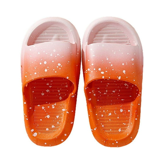 Caqnni Toddler Slides For Kids Toddler Little Girls Boy Dress Sandals Summer Shower Bathroom Pool Sandals Non-Slip Beach Slippers Shoes Pool Showe (5.5-7Years,A012-Orange)