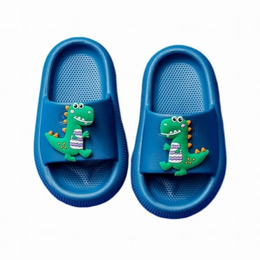 Caqnni Toddler Soft Cloud Slides for Kids Open Toe Shower Slippers Comfy Lightweight Sandals Toddler Boys Girls Children Bathroom House slippers (3-4 Years,A022-Blue)