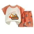thumbnail image 1 of Caqnni Toddler Summer Pajamas Set For 2-3 Years Toddler Boy Summer Outfit Short Sleeves T-Shirt Tank Tops Elastic Waist Shorts Set Cartoon Print 2PCS Set Dailywear Set, 1 of 3