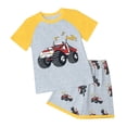 thumbnail image 1 of Caqnni Toddler Summer Pajamas Set For 4-5 Years Toddler Boy Summer Outfit Letter Tractor Print Short Sleeves T-shirt with Elastic Shorts 2Pcs Cartoon Print Summer Dailywear Set, 1 of 4