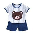thumbnail image 1 of Caqnni Toddler Summer Pajamas Set For 6-12 Months Toddler Boy Outfit Short Sleeves Polo T Shirts Tank Top and Elastic Shorts Cartoon Print Set 2Pcs e Summer Summer Dailywear Set, 1 of 3