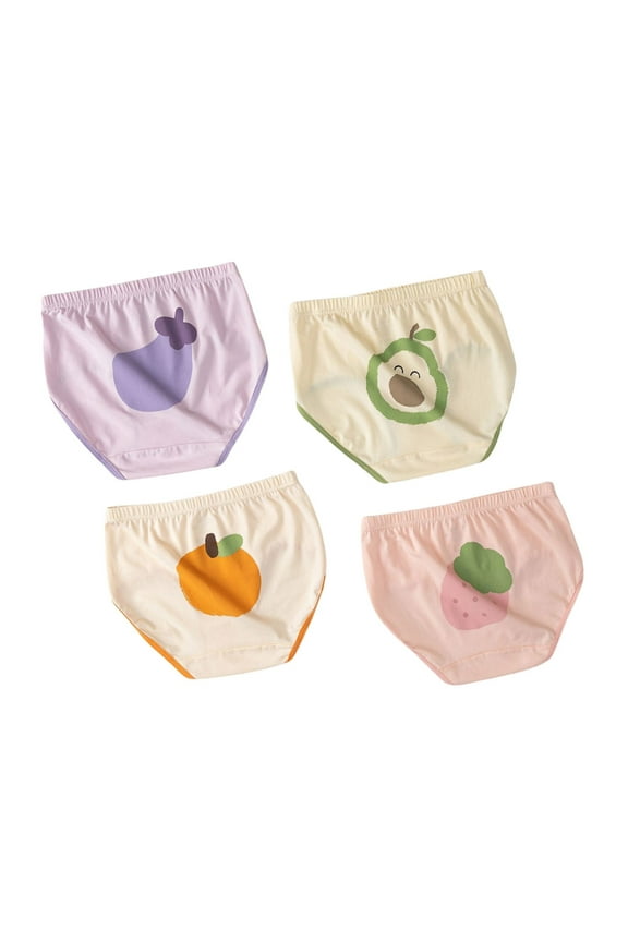 Toddler Training Underwear Girls Cotton Underwear Kids Cool Breathable Comfort Panty Triangle Toddler Undies Trunks 4PCS for 1-9 years