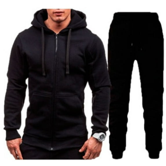 Caqnni Tracksuit Men Men's 2 Piece Tracksuits Outfits-Long Sleeve Casual Zip Sweatsuits Set For Men Gym Fitness Running Workout Clothing S-XXXL (Black,M)