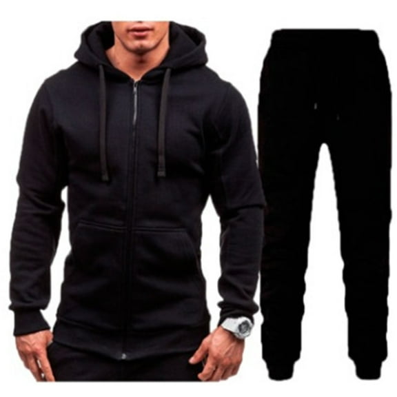 Caqnni Tracksuit Men Men's 2 Piece Tracksuits Outfits-Long Sleeve Casual Zip Sweatsuits Set For Men Gym Fitness Running Workout Clothing S-XXXL (Black,M)