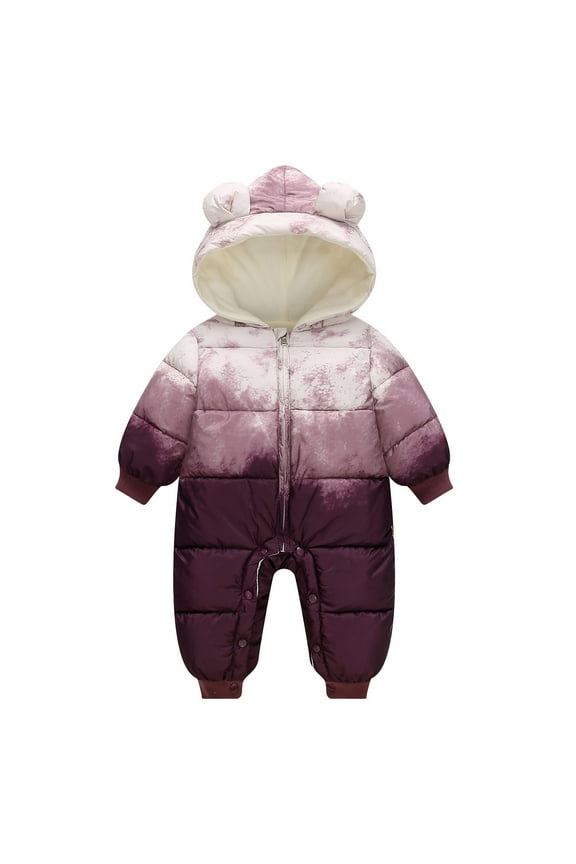 Unisex Baby Winter Coats Cute Jumpsuit Snowsuit Bodysuits Winter Warm Snowsuit Hooded Jumpsuit Down Romper Padded Outwear (3-6 Months,Red)