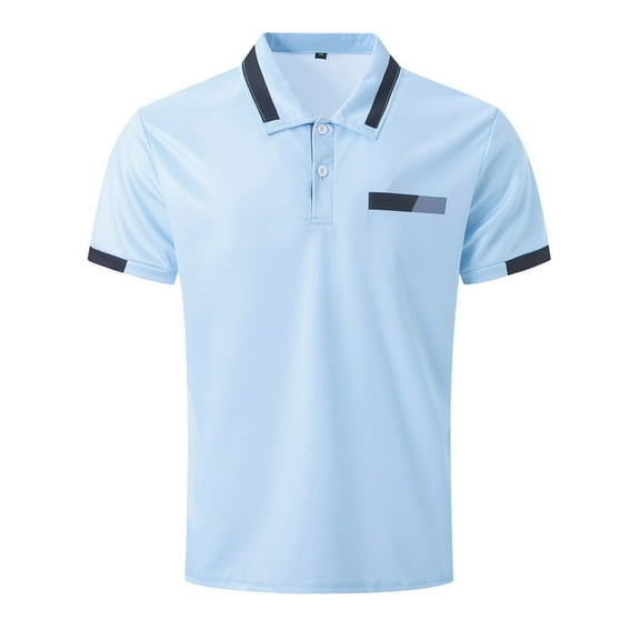 Caqnni Vintage Collared Polo Shirts Men's Short Sleeve Casual Wear (BU2,M)