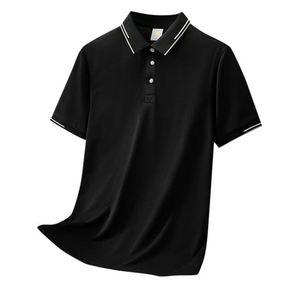 Caqnni Vintage Men's Polo Shirts Soft Cotton Classic Fit Shirts for a Stylish Look (Black,XL)